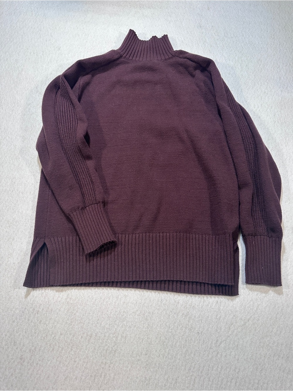 Women's Ribbed Mock Turtleneck Sweater in brown size medium